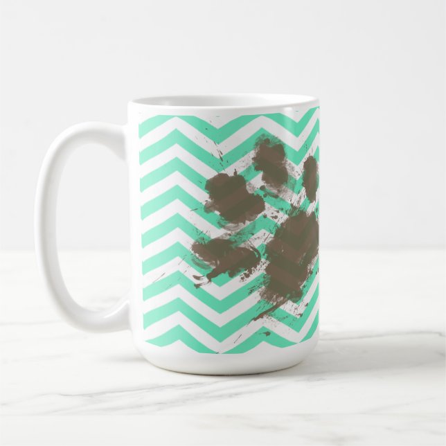 Roliga Pawprint på Aquamarinesparre Kaffemugg (Vänster)