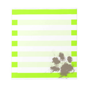 Roliga Pawprint på elektriska limefruktgröntrand Anteckningsblock