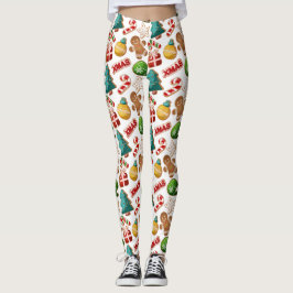 Roliga pepparkakscookies julmönster leggings