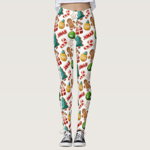 Roliga pepparkakscookies julmönster leggings
