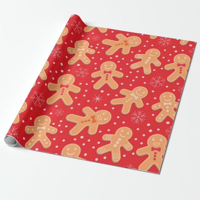 Roliga pepparkaksgubbe-kakor mönster   presentpapper (Utrullad)