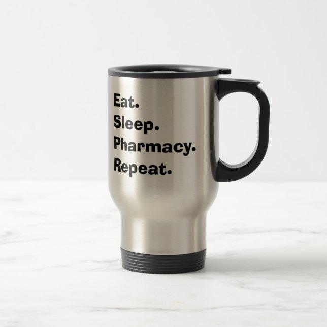 Roliga Pharmacistgåvor "äter, sovar, apotek… ", Resemugg (Höger)