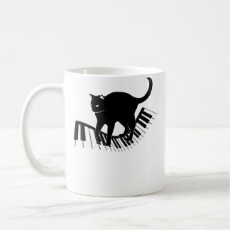 Roliga pianotangentgåvor män kvinnor Söt katt på p Kaffemugg