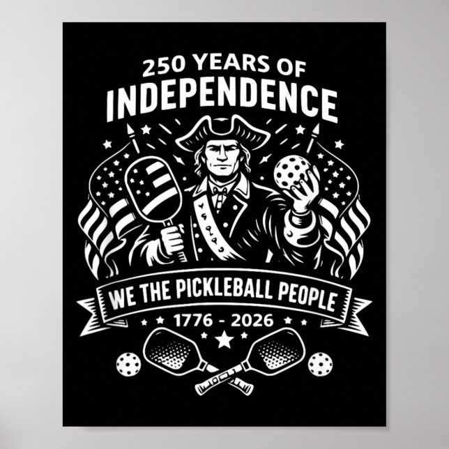 Roliga Pickleball-folket 250 År USA Juli 4e Poster (Framsidan)