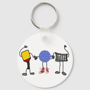 Roliga Pickleball tecknade figurer Nyckelring