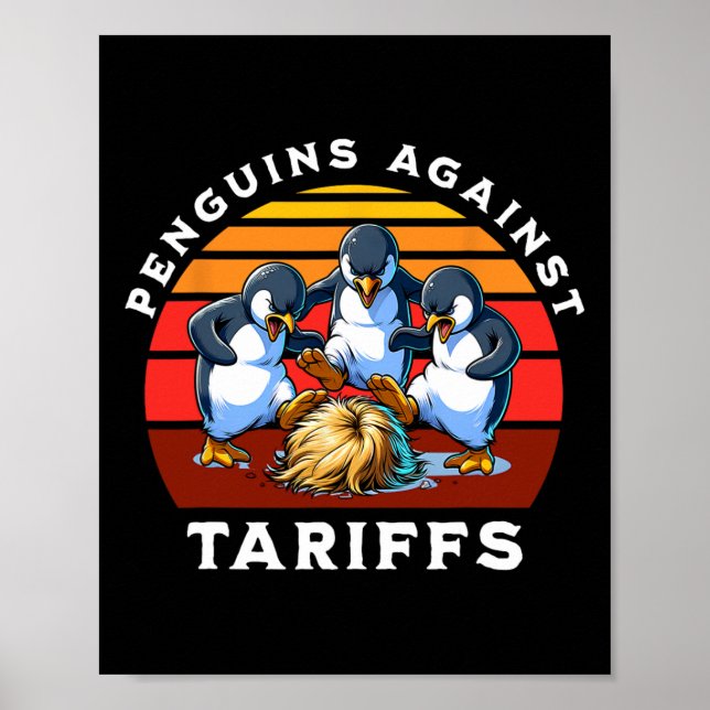 Roliga pingviner mot tullavgifter motstår protest  poster (Framsidan)