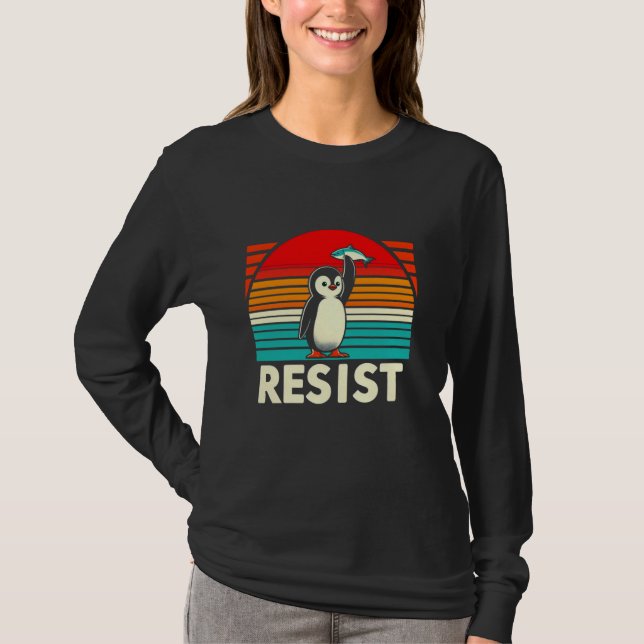 Roliga pingviner motstånd pingviner protesterar mo t shirt (Framsida)