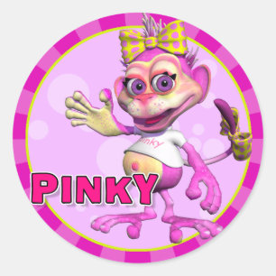 Roliga Pinky klistermärkear Runt Klistermärke