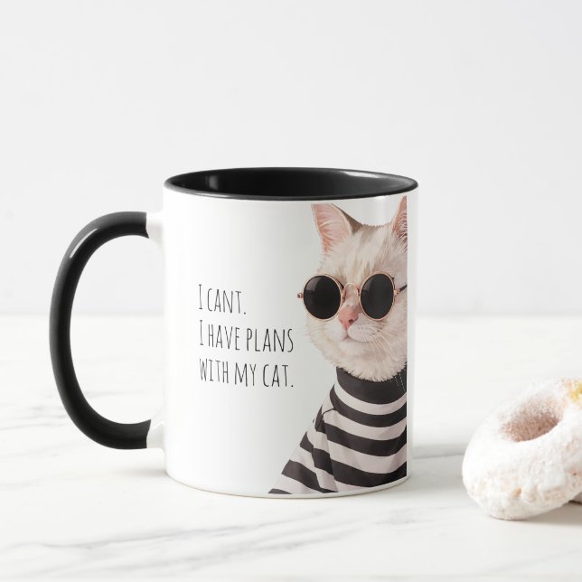 Roliga planer med min katt Söta teckningar typogra Mugg (Med munk)