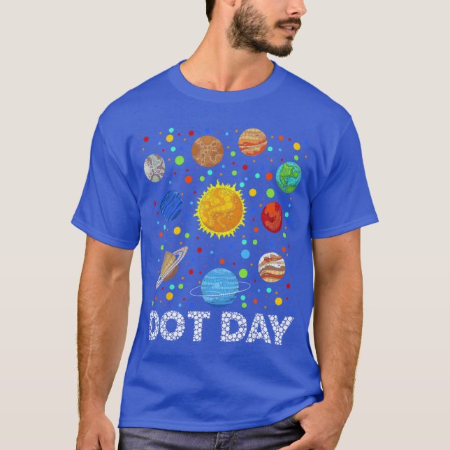 Roliga planeter prickig glad prick dag konst stude t shirt (Framsida)