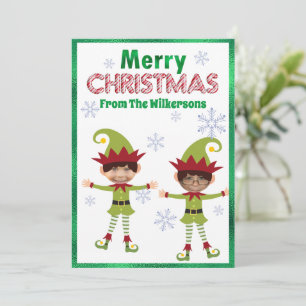Roliga pojkalver Anpassade barnfoton God jul Julkort