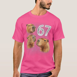 Roliga Pojkar Flickor 67 Meme Capybara Ylar åt Mån T Shirt