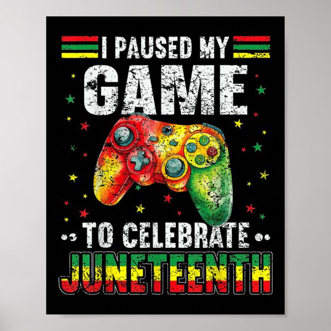 Roliga Pojkar Gamer Juneteenth Svarta Barn Speland Poster (Framsidan)