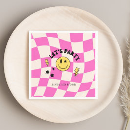 Roliga Preppy Varma Rosa Y2K Retro Födelsedagsserv Pappersservett