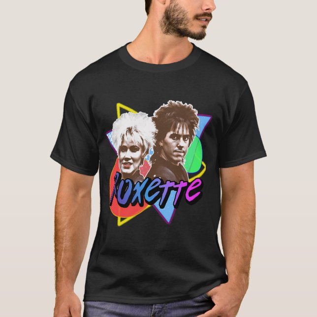 Roliga presenter för Roxette Pop Rock 80-talet Ret T Shirt (Framsida)