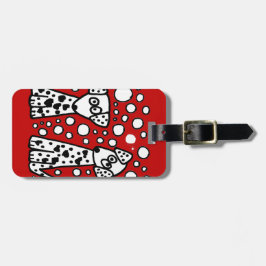 Roliga prickiga hundar med hjärtor bagagebricka