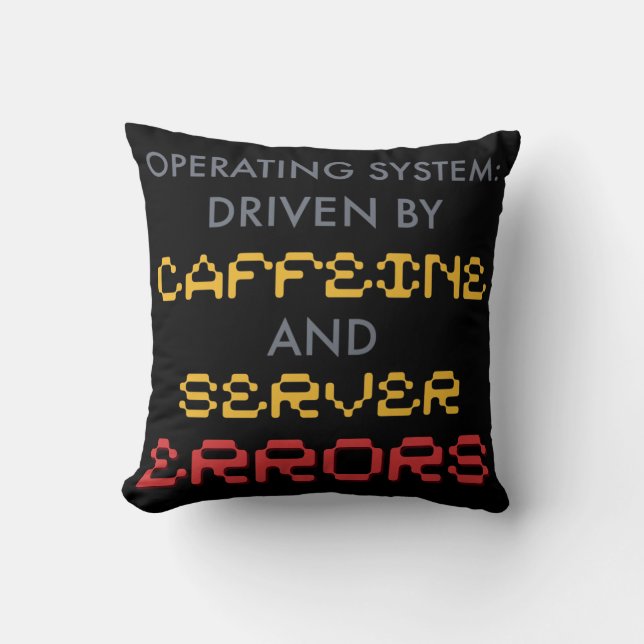 Roliga programmerares kaffe och serverfel kudde (Framsida)