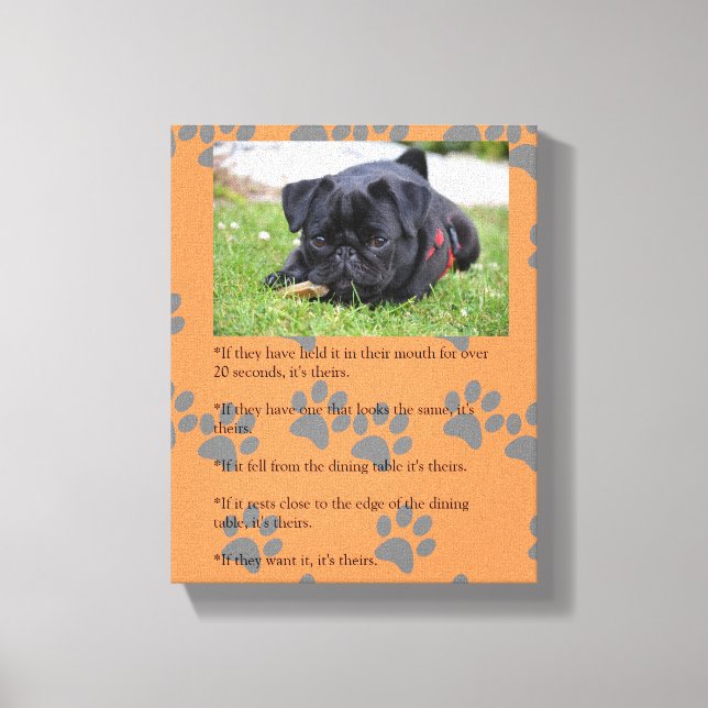 Roliga PUG-ägandelagar svart Pug-valp Canvastryck (Framsida)