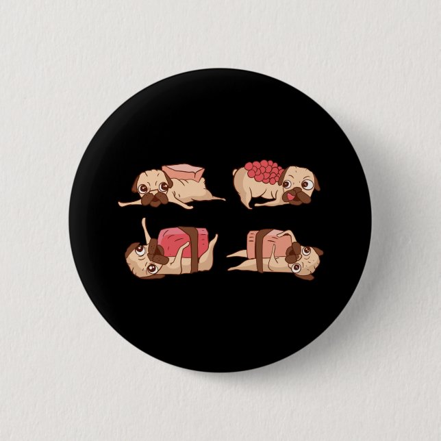 Roliga Pug Matdesign Knapp (Framsida)