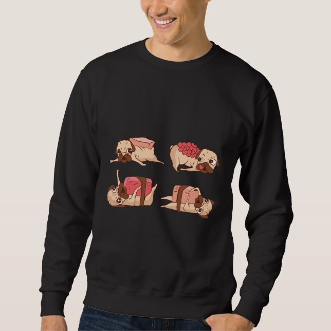 Roliga Pug Matdesign Lång Ärmad Tröja (Framsida)