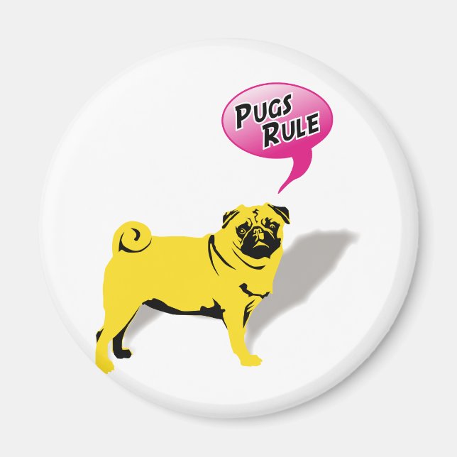 Roliga Puggar Styr Gåvor Magnet (Framsidan)