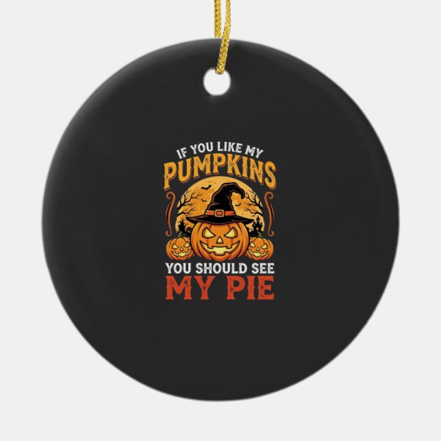 Roliga Pumpa Halloween Paj Design_1 Julgransprydnad Keramik (Framsidan)