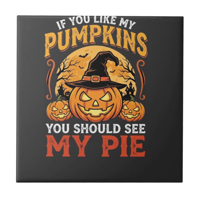 Roliga Pumpa Halloween Paj Design_1 Kakelplatta (Framsidan)