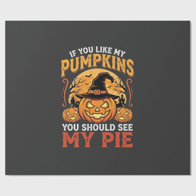 Roliga Pumpa Halloween Paj Design_1 Presentpapper (Platt)