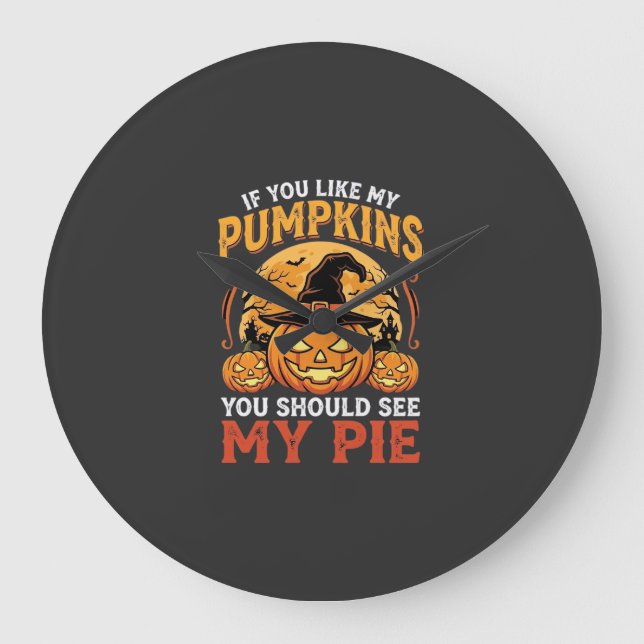 Roliga Pumpa Halloween Paj Design_1 Stor Klocka (Framsida)