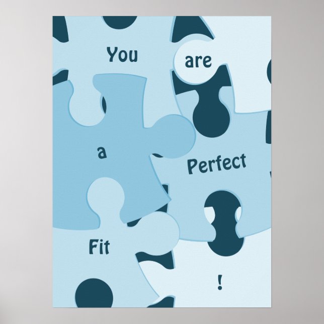 Roliga Pusselbitar Anpassad Motiverande Text Poster (Framsidan)