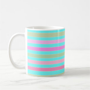 Roliga randiga linjer pastell sommarfärger kaffemugg