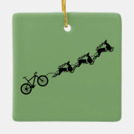 Roliga renar cyklar Santa jul Julgransprydnad Keramik