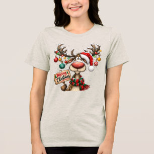 Roliga renar God Jul skylt prydnader T Shirt