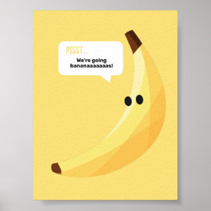 Roliga Retro-Banan Födelsedagspresent Puns Rediger Poster