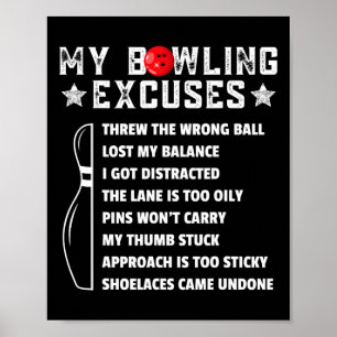 Roliga Retro Bowling-ursäkter För Ligans Bowlingkv Poster