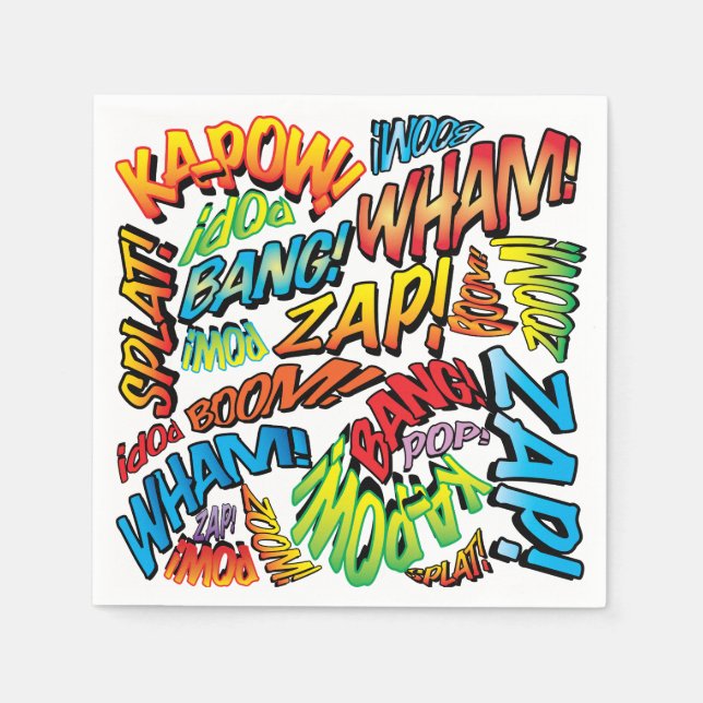 Roliga Retro Ljud från Serietidningar Pappersservett (Framsidan)