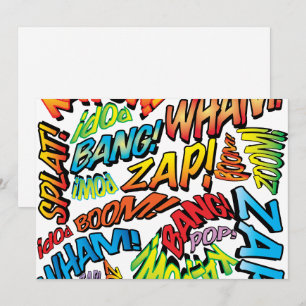 Roliga Retro Serietidningar Pop Art Ljud Inbjudningar