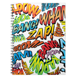 Roliga Retro Serietidnings Pop Art Ljud Anteckningsbok Med Spiral
