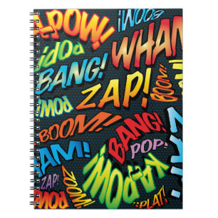 Roliga Retro Serietidnings Pop Art Ljud Anteckningsbok Med Spiral