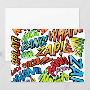 Roliga Retroserietidningar Pop Art-ljud Inbjudningar