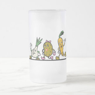 roliga rinnande grönsaker frostat ölglas