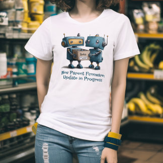 Roliga robotföräldrar bebis ankomst damtröja t shirt