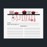 Roliga röda köksprylar Bröllopsreceptkort Vykort<br><div class="desc">Söta receptkort för bröllopsfest med turkos röda & svarta skisser av tallrikar, grytor, skålar & köksredskap. Framsidan på vårt receptkort har plats för en recepttitel, från köket av och ingredienser. Vänd receptkortet för att se instruktioner, förberedningstid och total tid. Besök vår butik för matchande bröllopsinbjudningar Finns i vår butik i...</div>