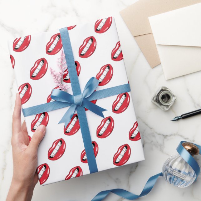 Roliga röda läppar  presentpapper (Gifting)