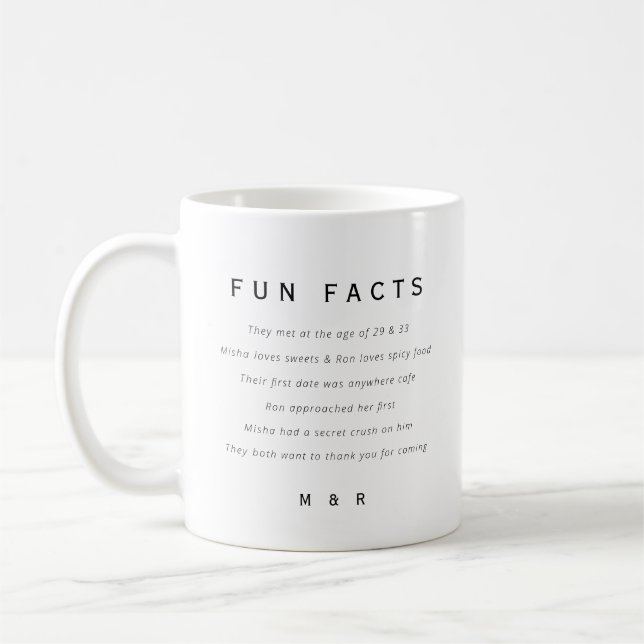 Roliga, roliga fakta minimalistisk bröllop  kaffemugg (Vänster)
