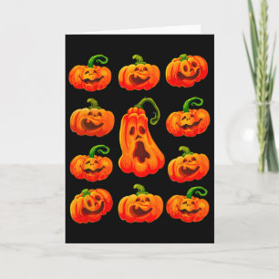 Roliga roliga Halloween-pumpa ansikten spökliga Ja Kort