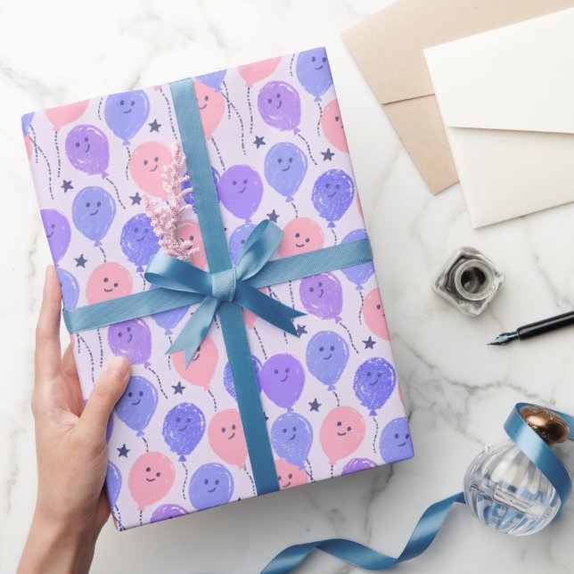 Roliga rosa och lila lekfulla ballonger presentpapper (Gifting)