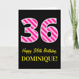 Roliga Rosa Randiga "36"; Glad 36-årsdag; Namn Kort