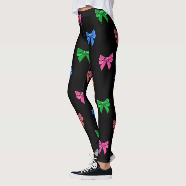 Roliga Rosa, Röda Lila Gröna Båge Leggings (Vänster)