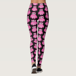 Roliga rosa uggle tecknade mönster träningslegging leggings